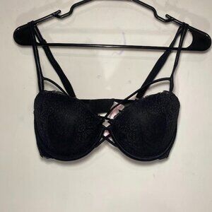 PINK Victoria's Secret Black Lace Date Push-Up Bra